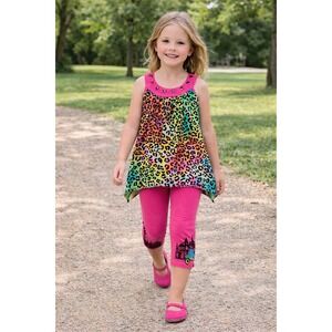 Haven Girl 2pc Little Girls  Fun Tunic & leggings Set Outfit Cotton‎ Summer